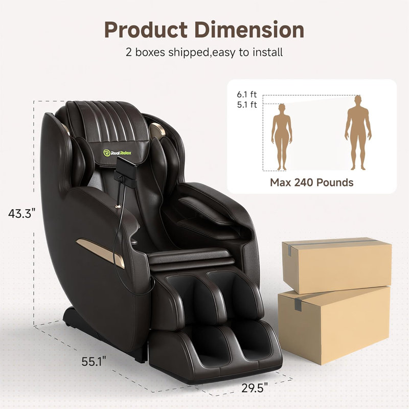 Fauteuil de massage brun F3 Zero-Gravity, Brun