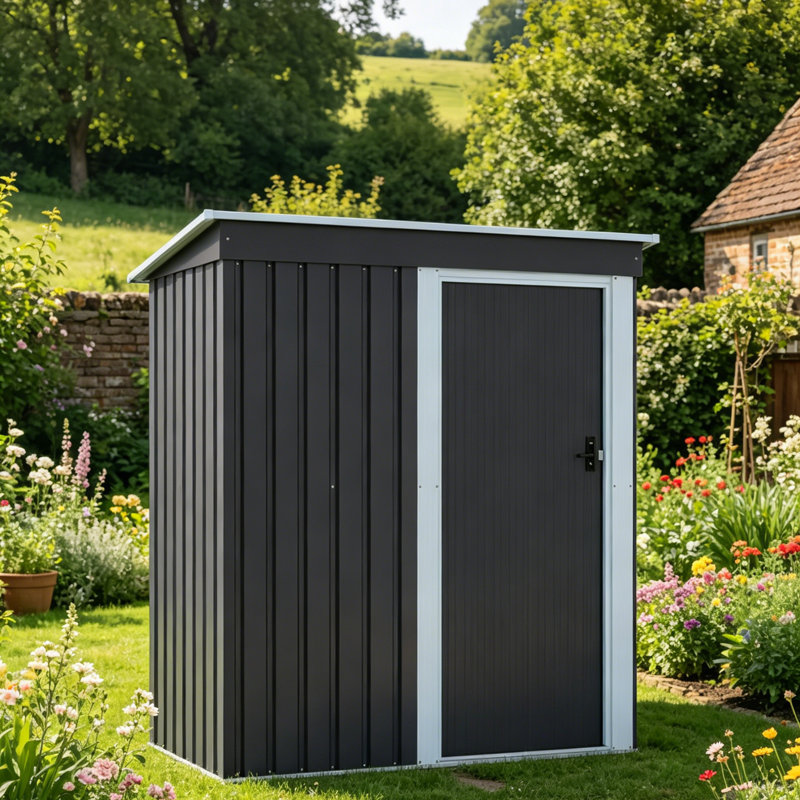 Dark Black Garden Storage Shed