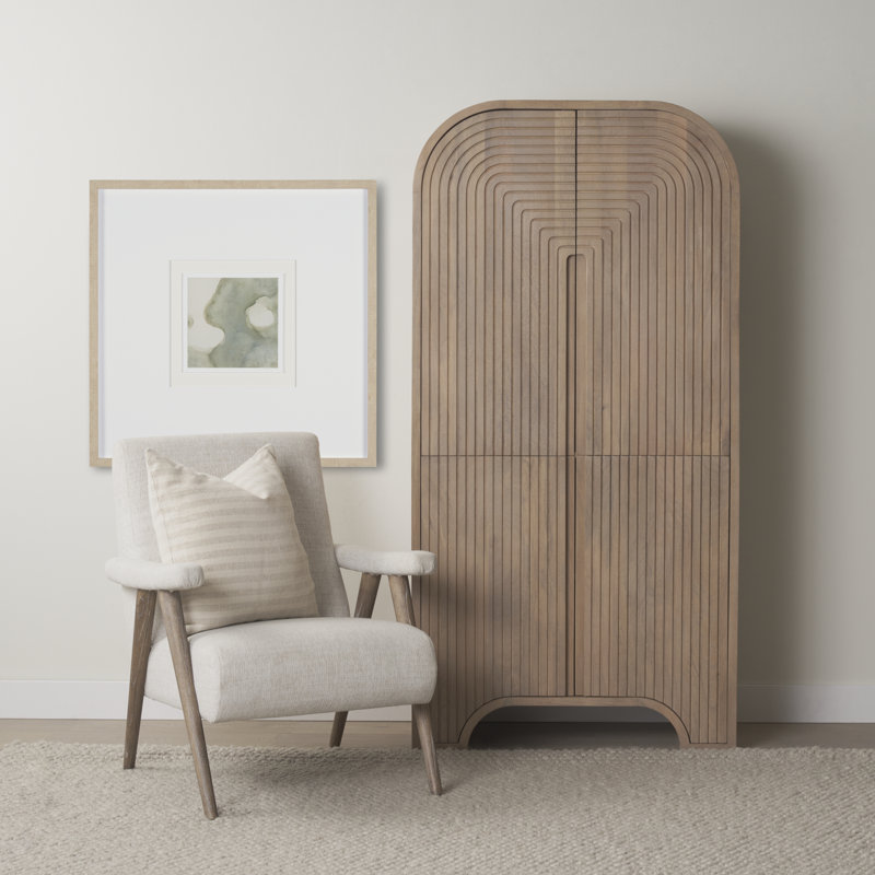 Shillington Reverse Fluted Light Brown Wood Curio Cabinet