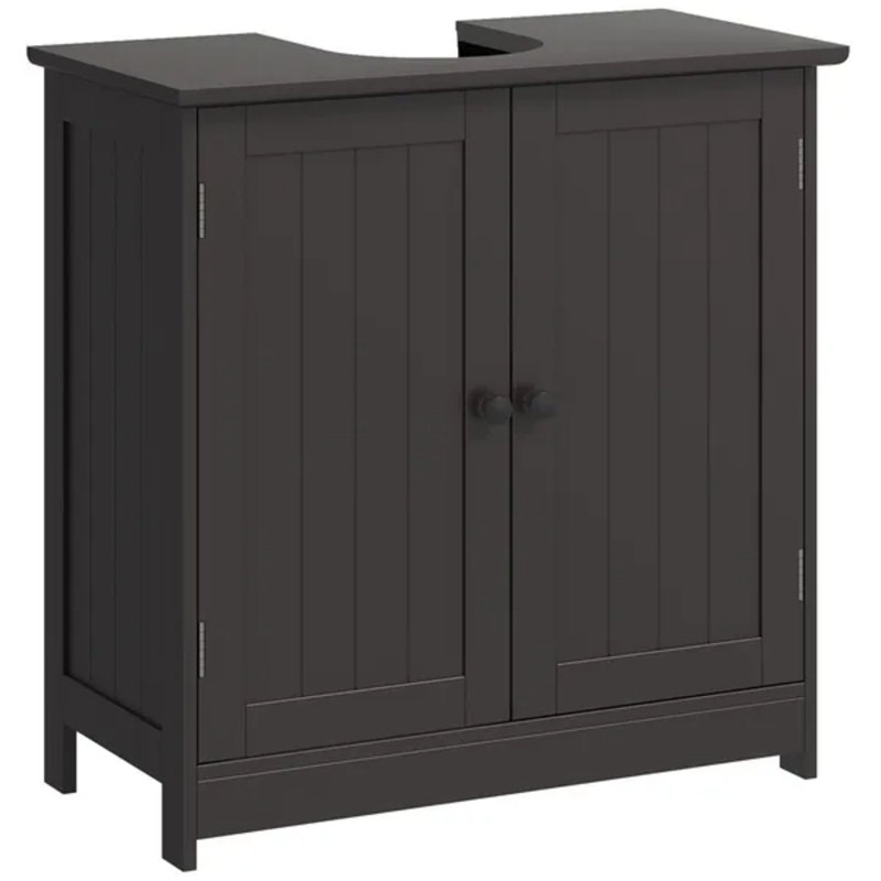 Armoire de meuble-lavabo sous le lavabo avec 2 portes et tablette réglable, café