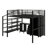 Full Size Metal Loft Bed With Table Set And Wardrobe, Metal Loft Bed Frame With Storage Stairs And 3 Drawers And Full Length Guardrail