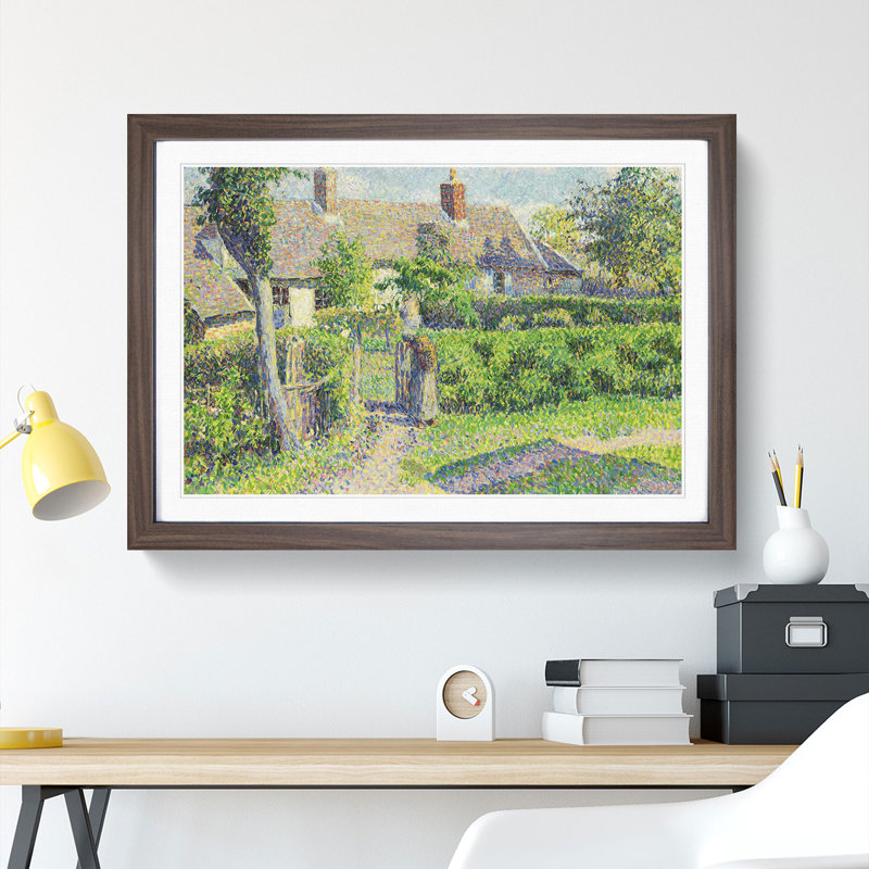 Peasants Houses by Camille Pissarro - Framed Print, Walnut Framed, 27cm H x 36cm W x 2cm D