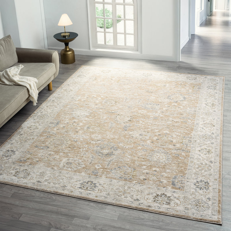 Beatrice Traditional Bordered Floral Filigree Performance Woven Indoor Area Rug, 9' x 12'