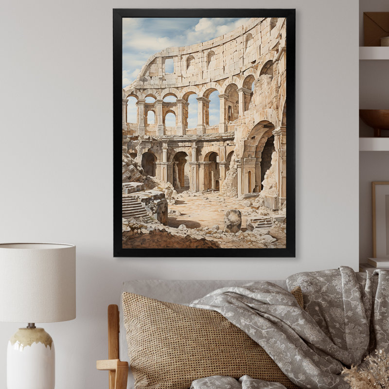 «Italian Colosseum Memory I», reproduction sur toile, H 44 po x l 34 po x P 1,5 po, Cadre photo noir simple