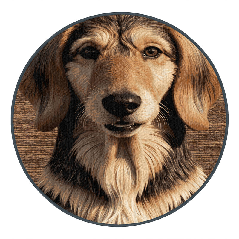 Washable Otterhound Dogs Area Rug, Round 5'
