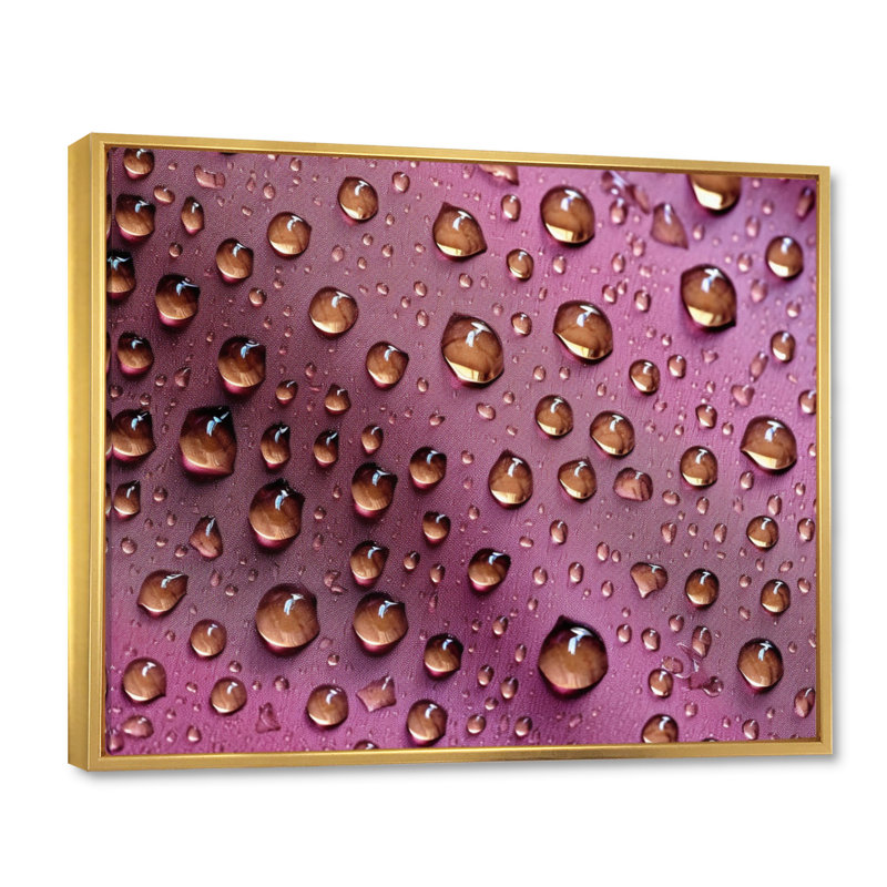 " Pink Rose with Raindrops " Mixed Media and Color Photography Print, 34" H x 44" W x 1.5" D, Gold Floater Framed