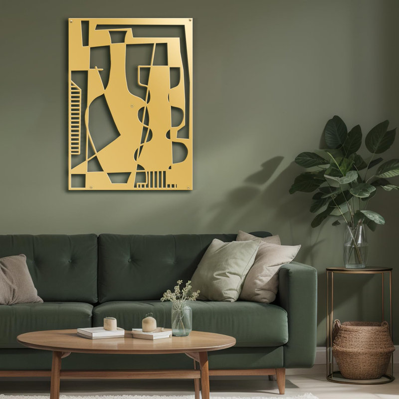Décoration murale en métal, H 30 po x l 20 po x P 0,05 po, Or