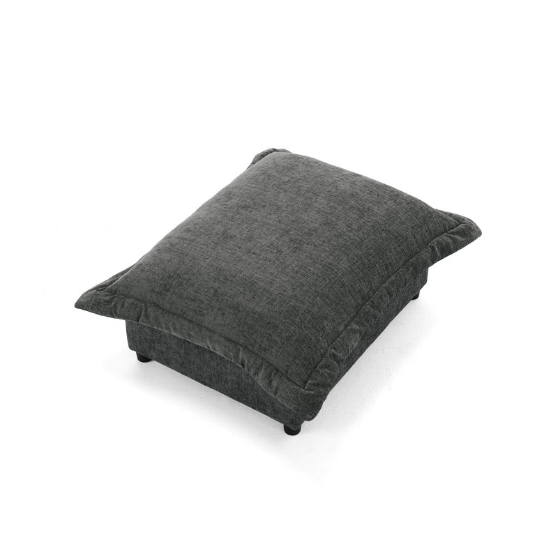 37.37cm Wide Rectangle Solid Colour Footstool Ottoman, Dark Grey