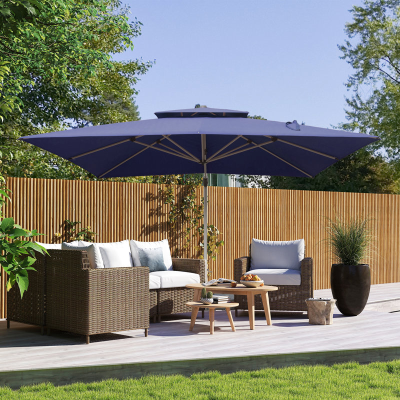 Deraway Rectangular Cantilever Umbrella, Navy, 12ft x 9ft