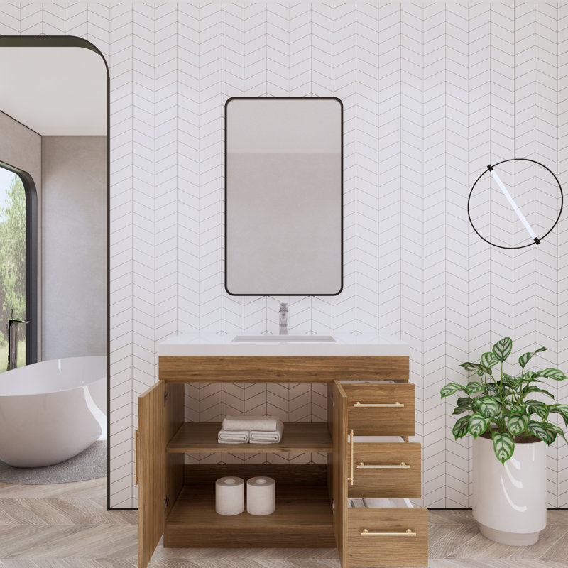 Ensemble de meuble-lavabo simple 42 po Eliza, Chêne naturel