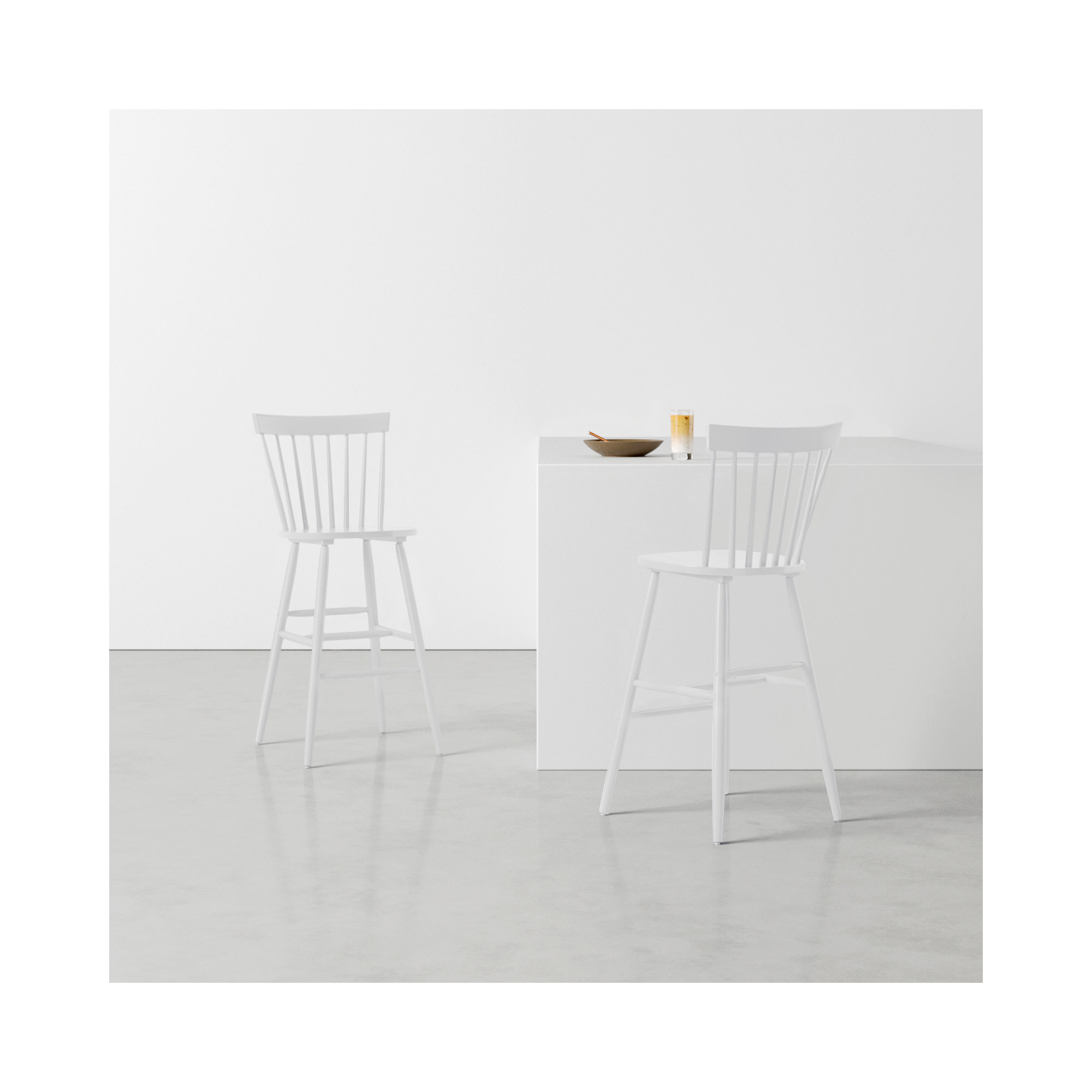 Stacee Solid Wood Bar & Counter Stool, White, Bar Stool (29" Seat Height)