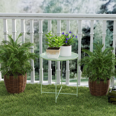 Outsunny Round Small Garden Table Removable Tray