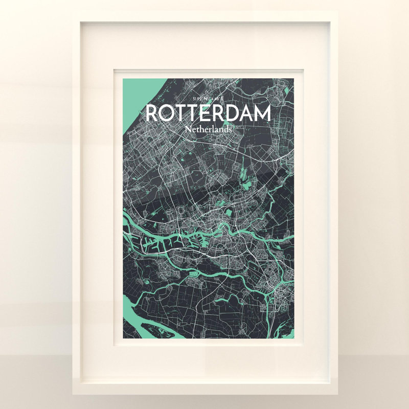 Rotterdam City Map in Dream 1 Piece Wall Art, 27.6cm H x 19.7cm W x 0.05cm D