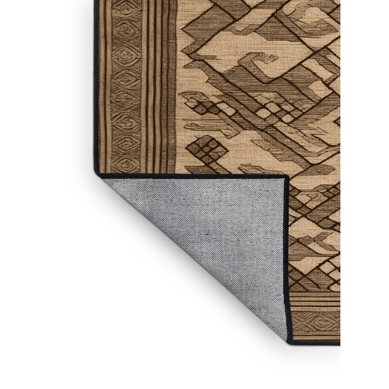 Tapis art déco brun lavable à la machine