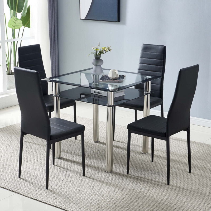 Chaises de salle à manger élégantes à dossier haut, 4, Noir
