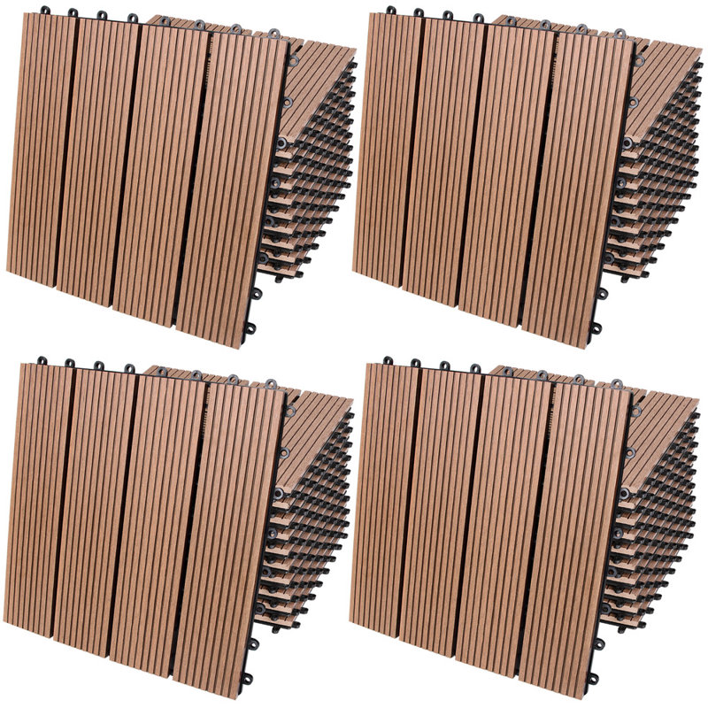 Tiggs 30cm L x 30cm W Manufactured Wood Interlocking Deck Tile, Terracotta