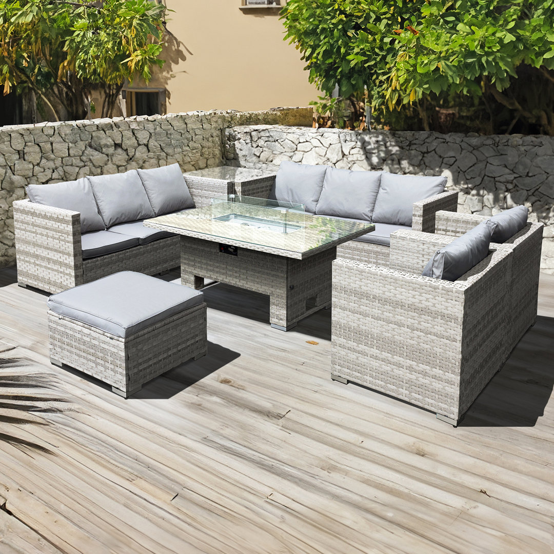 9-Sitzer Lounge-Set Malta aus Rattan mit Polster