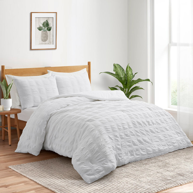 Ensemble d'édredon en microfibre , Blanc, Édredon grand + 2 taies d'oreiller standard