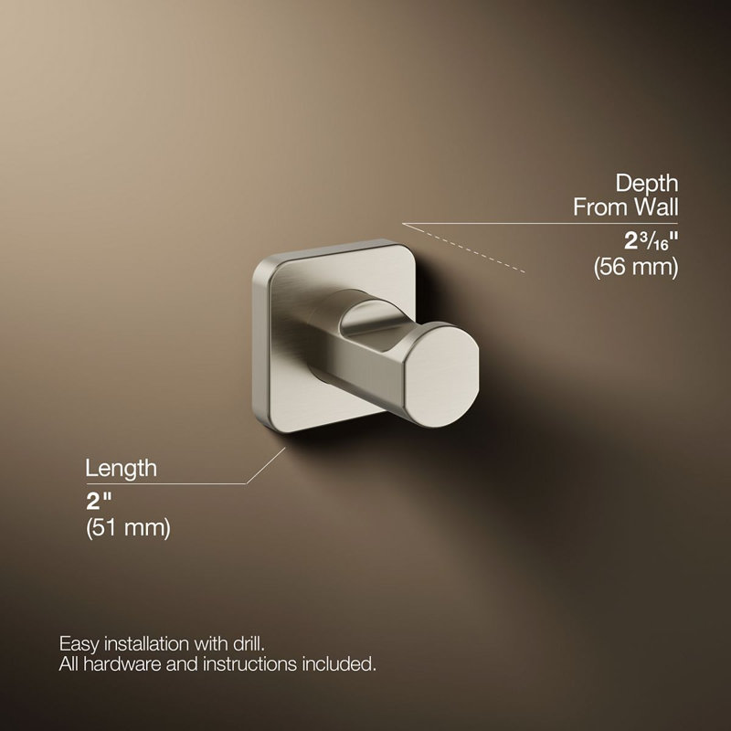 Parallel Robe Hook, Vibrant Brushed Nickel