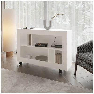 Console en mélamine avec rangement ouvert
