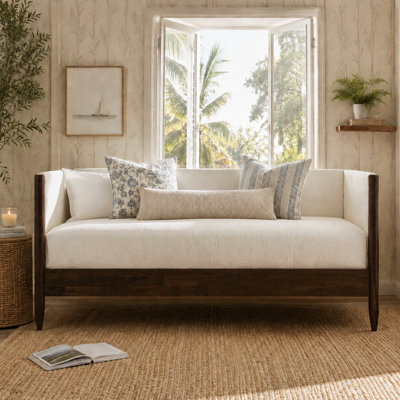 Besan Solid Wood Boucle Upholstered Twin Daybed