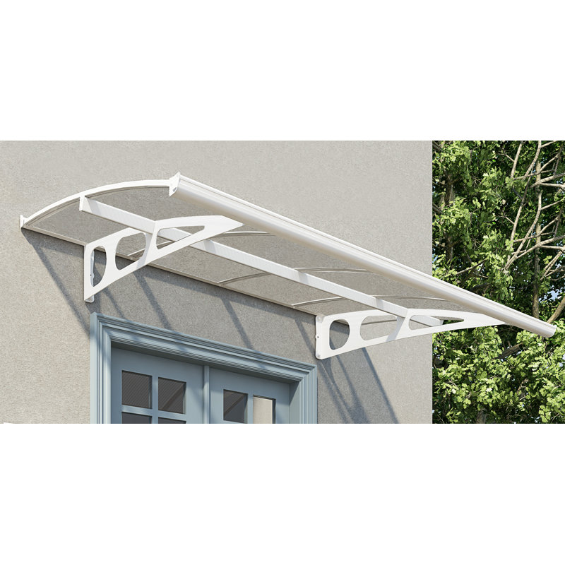 Palram - Canopia Bordeaux 2230 88 in. W x 54.7 in. D Polycarbonate White Convex Stationary Door and Window Awning