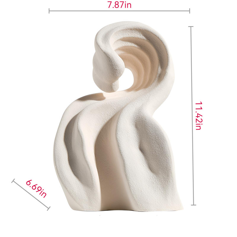 Élégante sculpture abstraite en céramique blanche