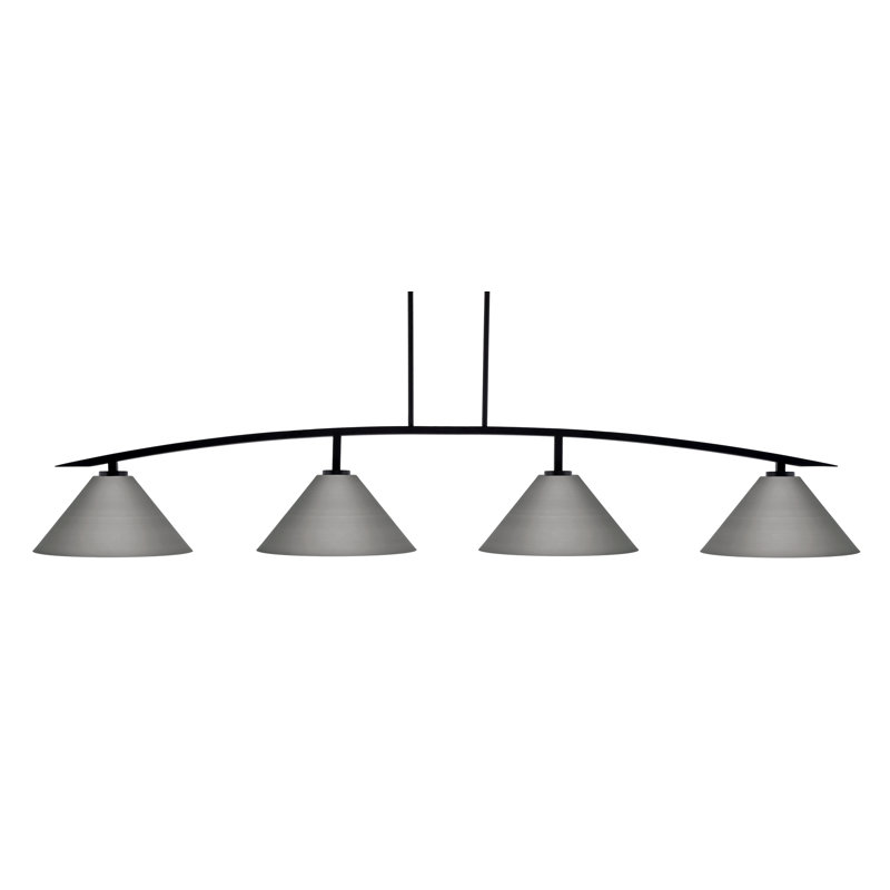Kurve 4 Light Bar Shown In Matte Black Finish With 14 " Cone Metal Shades, Finish Determines Colour