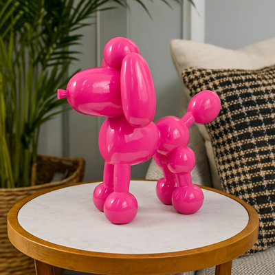 Décoration ballon pour chien, résine rose vif, détails complexes 12 po