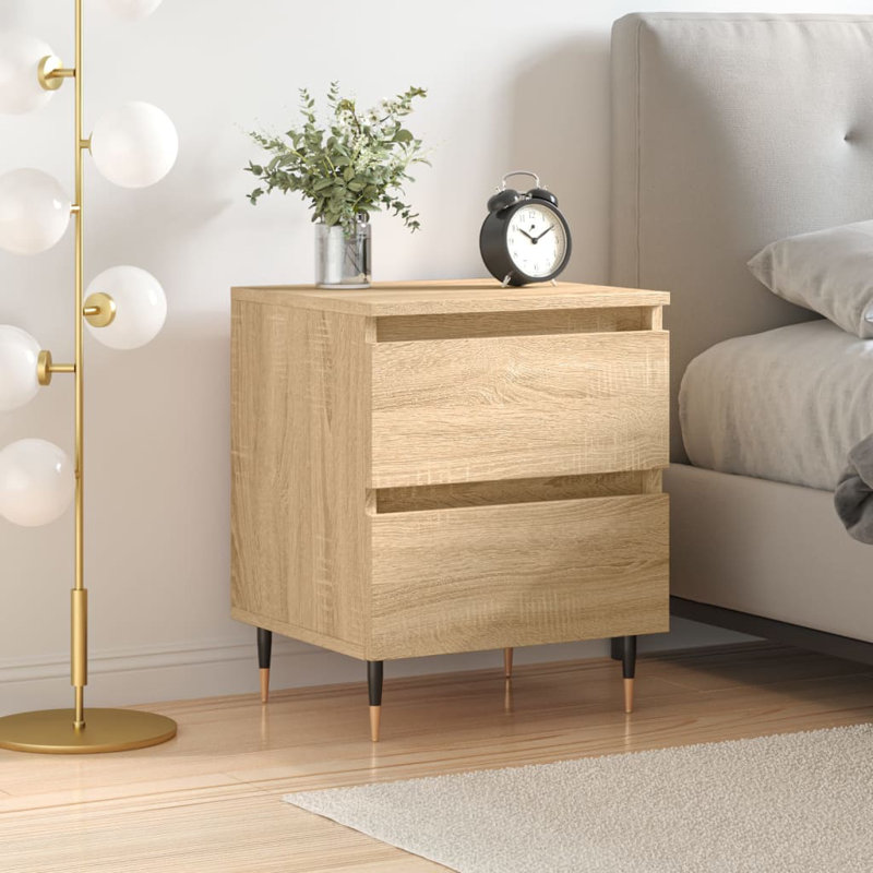 Solley 40cm W Iron Bedside Table, Black, Individual