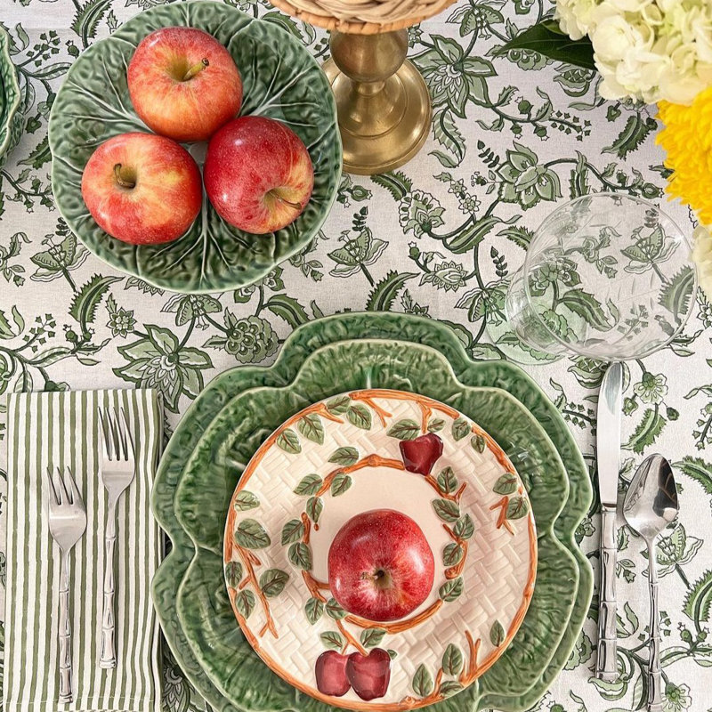 Green Chintz Tablecloth, 60" Square