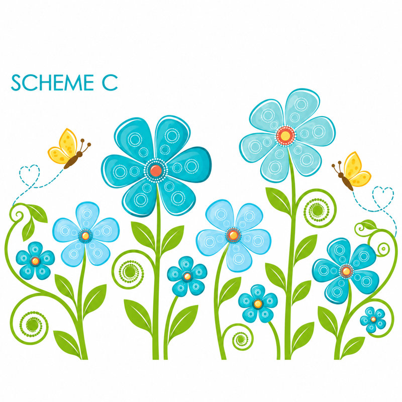 Décalcomanie murale fleur et papillon, Schéma C