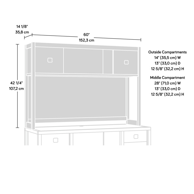 42.205'' H x 59.961'' W Desk Hutch