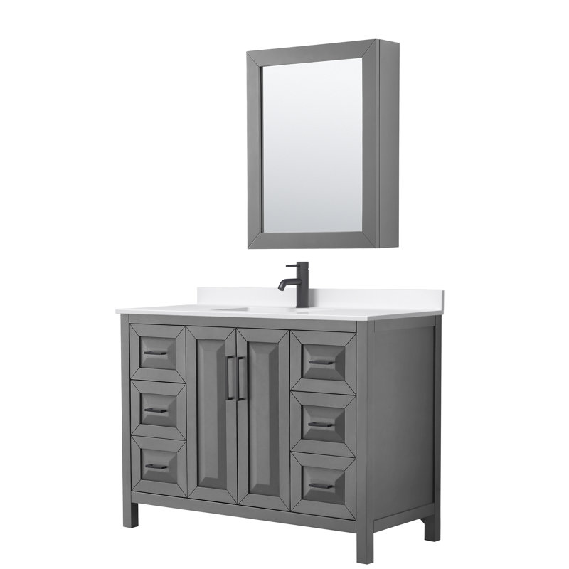 Daria 48'' W Vanity, Gray, Matte Black, Giotto Quartz