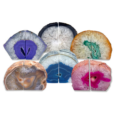 Geode Bookend, Natural Agate Bookend Pair, Unique Crystal Bookend Set