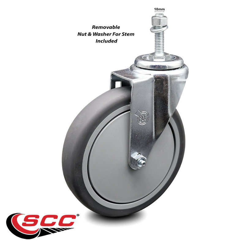 Ensemble de roulettes à tige filetée en caoutchouc pivotant 5/8 po SCC