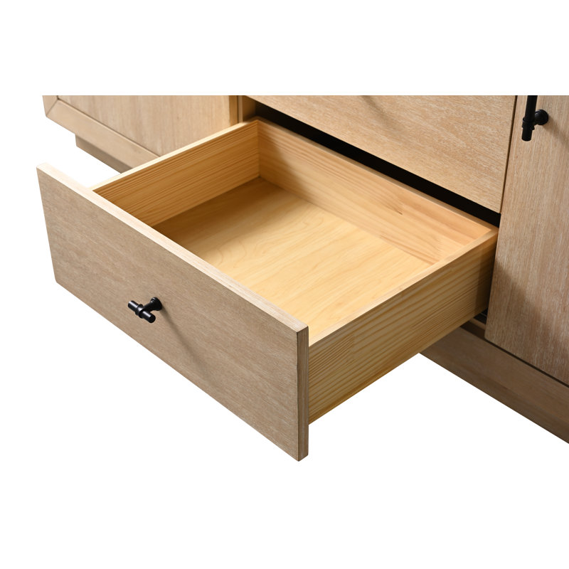 Meuble-lavabo double autoportant, Blanc Arabescato, Blé clair, 72"
