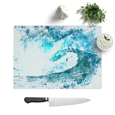 Tempered Glass Surfing the Wave Chopping Board