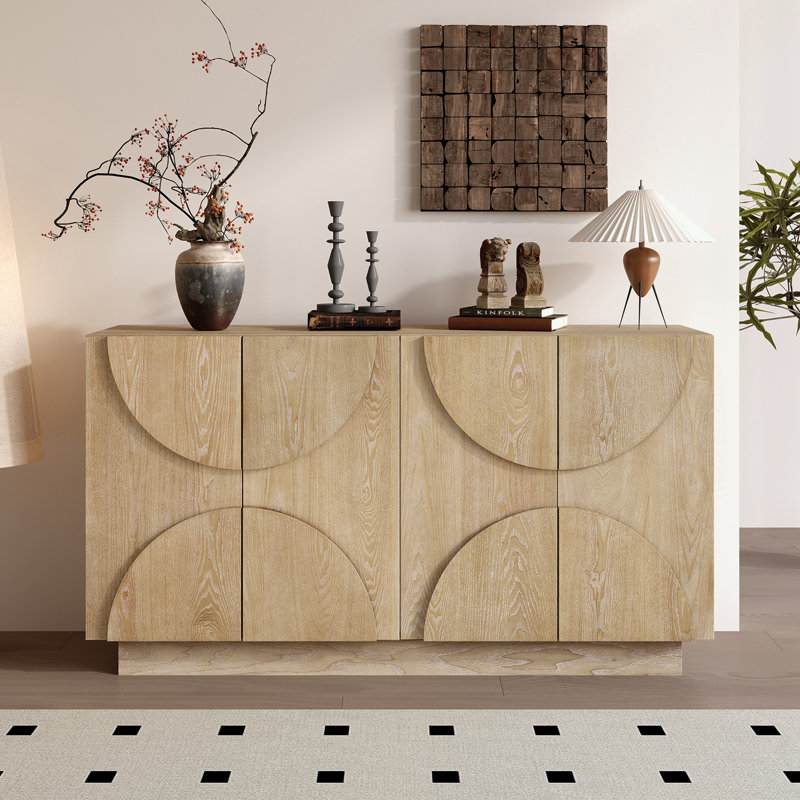 4-Door Storage Sideboard with Adjustable Shelves, Natural