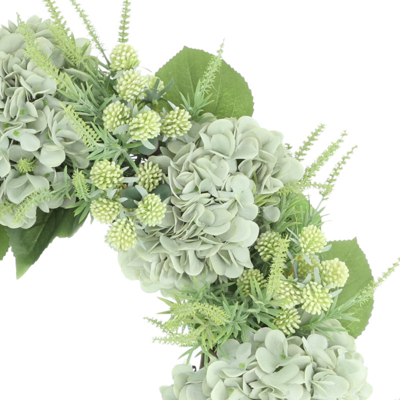 Seafoam Green Hydrangea with Budding Flower Wreath