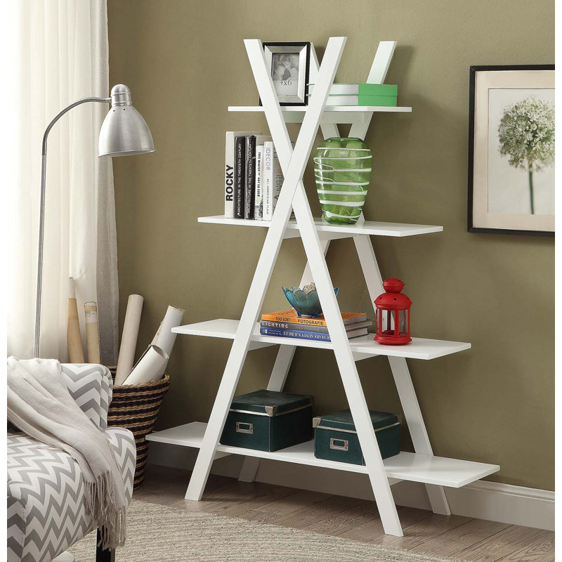 Darek Ladder Bookcase, White