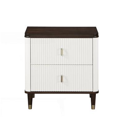 Modern Design 2-Drawers Nightstand With USB Port, Bed Side Table