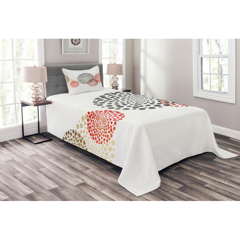 Modern & Contemporary Polyester Geometric Shapes Coverlet, Twin Coverlet + 1 Sham