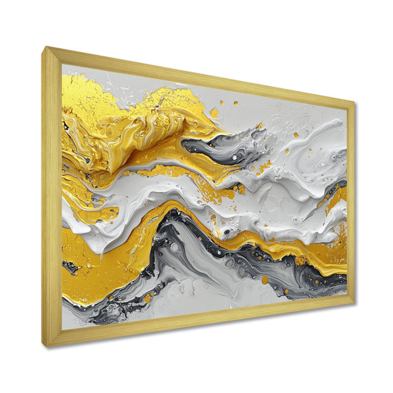 Amezcua - Abstract Large Wall Art, Cadre simple, H 12 po x l 20 po, Doré