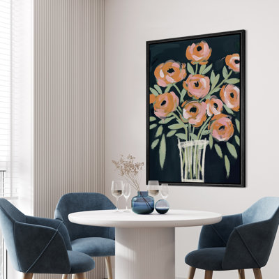 Bouquet de fleurs vert aquarelle rose vert abstrait, minimaliste, art mural moderne, décoration de salon
