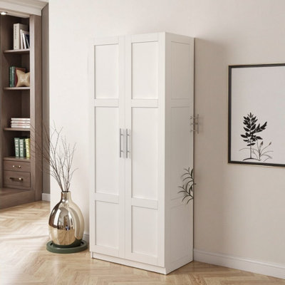Walnut Pantry Cabinet with 2 Doors & 3 Shelves, 29.53"W x 15.75"D x 70.87"H Kitchen Storage Cupboard for Pantry, Dining Room & Living Room by Ebern Designs