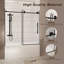Portes de douche sans cadre de l 56 à 60 po x H 60 po, verre trempé transparent de 1/4 po (6 mm), poignée en acier inoxydable noir mat-114480293