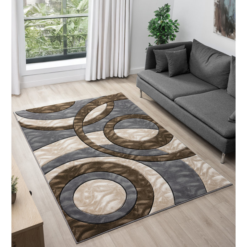 Heriberto Collection Abstract Geometric Area Rug, Rectangle 5'3" x 7'3"