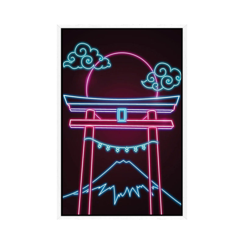Neon Torii by Donnie Art - Gallery-Wrapped Canvas Giclée on Canvas, 66.04 cm H x 45.72 cm W, White Floater Frame