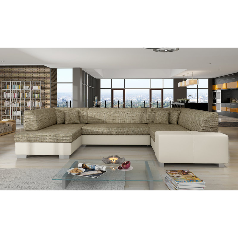 Sharmin 5 Seater Sofa Bed, Left Hand Facing, Beige/White